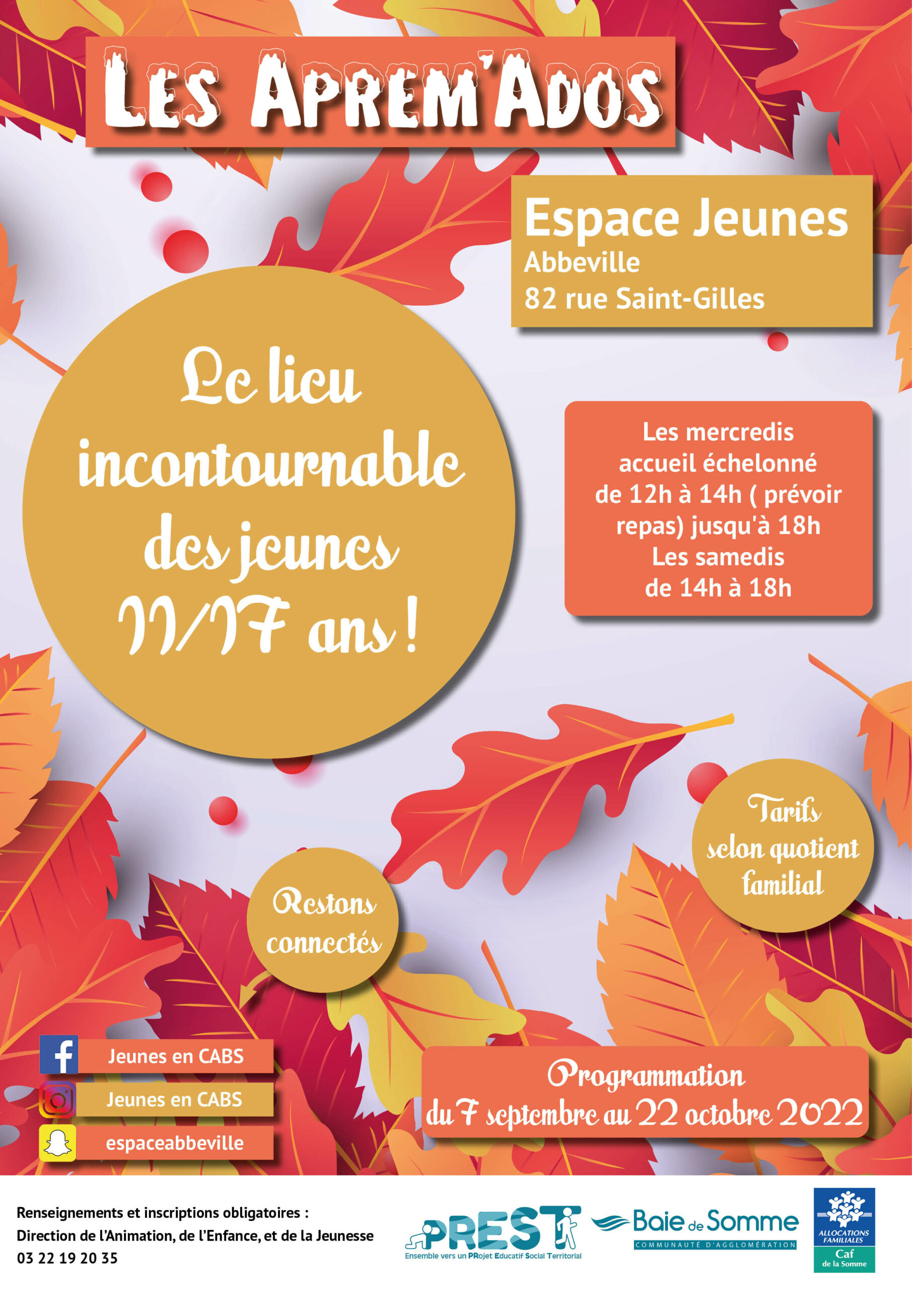 You are currently viewing PROGRAMME Espace Jeunes du 7 septembre au 22 octobre 2022